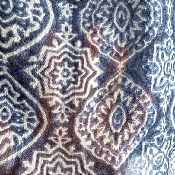 Gretchen Scott 100% Silk Grecian Blue and White Split Hem Tunic Size Medium - Picture 4 of 9